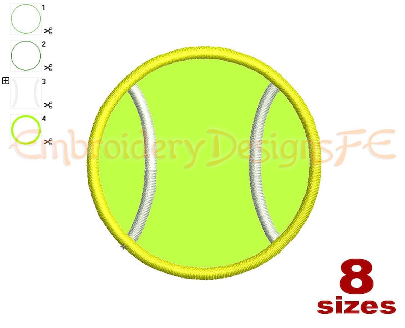 Tennis Ball Applique Design 8 sizes Machine Embroidery Etsy