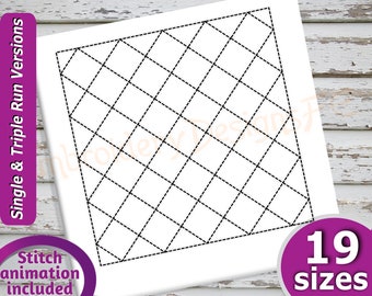 Squares Quilt Block Embroidery Design - 19 Sizes - Run & Triple Stitch Versions - Continuous Quilt Blocks Embroidery, Quilting Embroidery