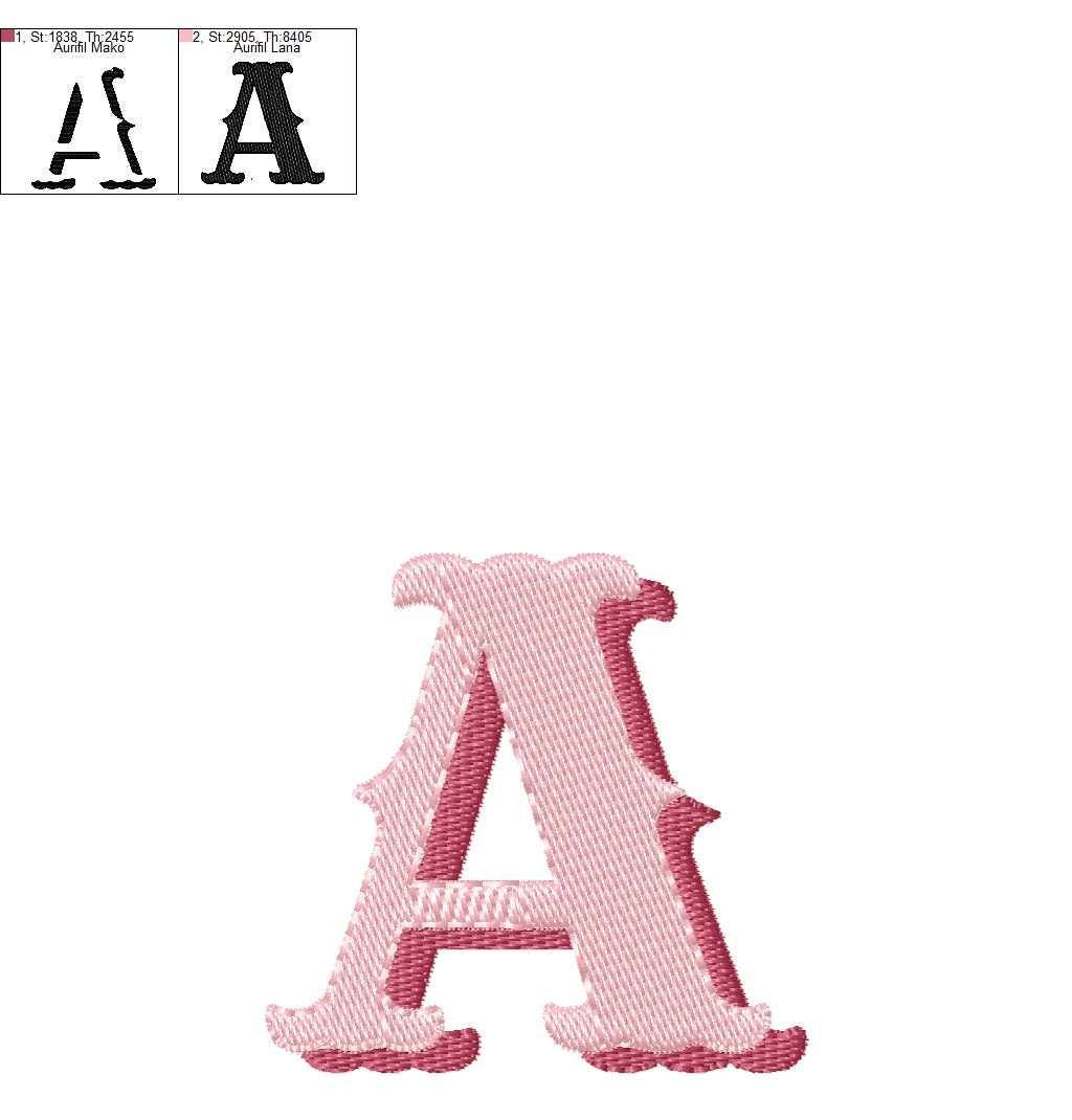Fishtail Shadow Alphabet Machine Embroidery Design | Fill Stitch ...