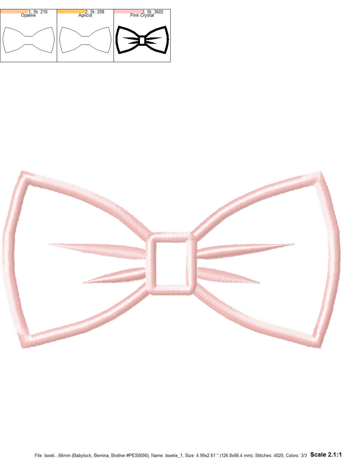 Bowtie Applique Design 6 sizes Machine Embroidery Design Etsy
