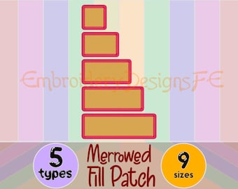 Merrowed Filled Patch Frames Set | 5 vormen | 9 maten | Machineborduurbestand | Direct downloaden
