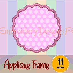 Scalloped Frame Applique Design - 11 sizes - Machine Embroidery Design File