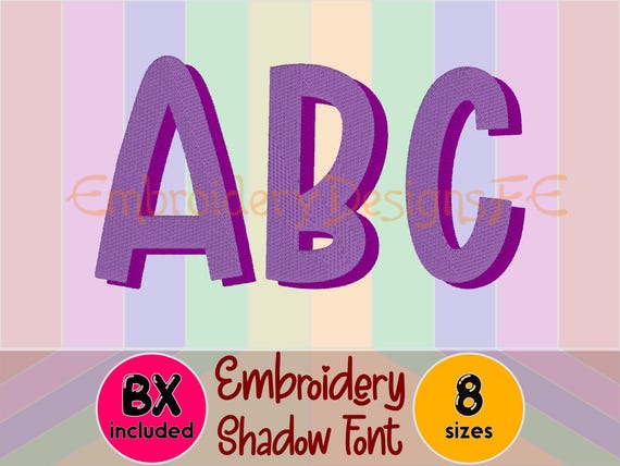 Fill Stitch Shadow Alphabet Machine Embroidery Design | Embroidery Letters A-Z | 8 Sizes | Instant Download | BX Included