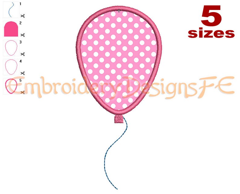 Balloon Applique Design 5 Sizes Machine Embroidery Design Etsy
