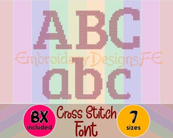 Cross Stitch Embroidery Font – 7 Sizes Included – Machine Embroidery Design – Instant Download