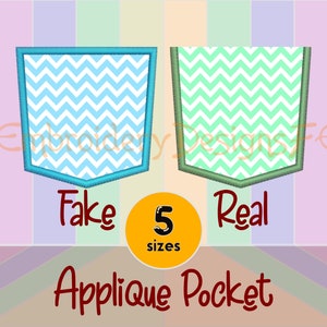 Pocket Applique Design - 5 sizes - Machine Embroidery Design File