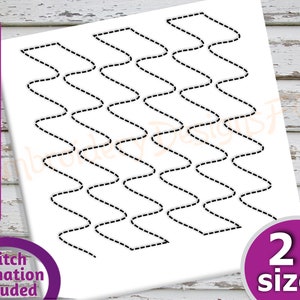 Wavy Lines Quilt Block Embroidery Design - 21 Sizes - Run & Triple Stitch Versions - Quilting Embroidery Designs