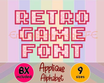 Retro Game Applique Alphabet Embroidery Font, Pixel Letter Embroidery, 8bit Arcade Font, Video Game Alphabet, BX Embroidery Font