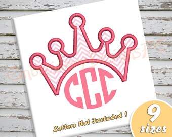 Crown Applique Design - 9 Sizes - Machine Embroidery Design File