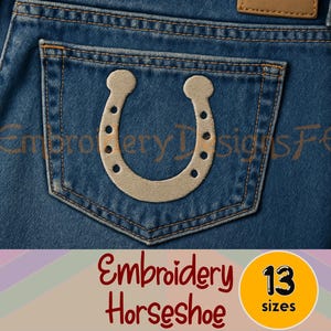 Horseshoe Fill Stitch Embroidery Design - 13 Sizes - Filled Stitch Machine Embroidery Design File