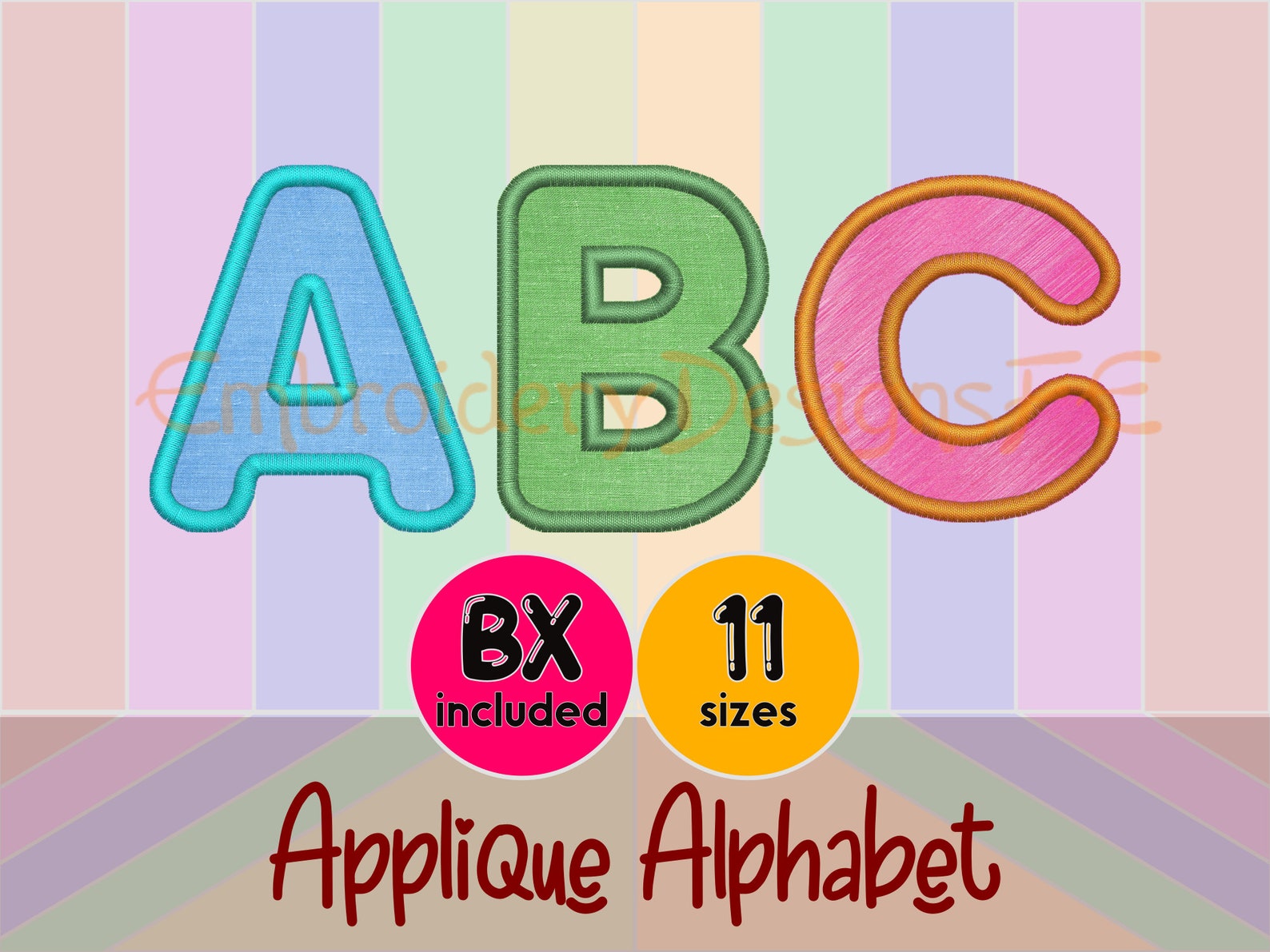 Applique Alphabet, Applique Letter, Applique Font, Embroidery Font ...
