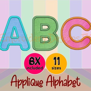 Alfabeto de apliques, letra de apliques, fuente de apliques, fuente de bordado, alfabeto de bordado, apliques de máquina