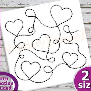 Heart Quilt Block Embroidery Design - 21 Sizes - Run & Triple Stitch Versions - Continuous Quilt Blocks Embroidery, Quilting Embroidery
