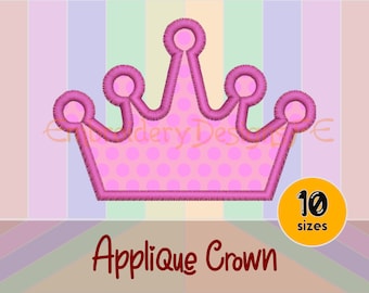 Crown Applique Design - 10 sizes - Machine Embroidery Design File