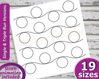 Circles Quilt Block Embroidery Design - 19 Sizes - Run & Triple Stitch Versions - Continuous Quilt Blocks Embroidery, Quilting Embroidery