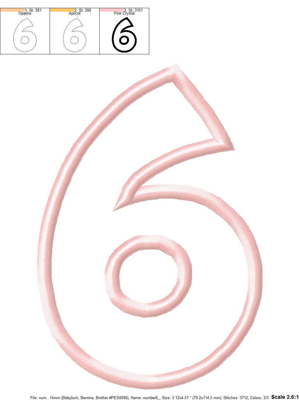 Number 6 Applique - 10 Sizes - Machine Embroidery Design File - Etsy