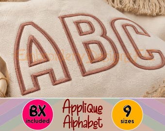 Classic Applique Alphabet Embroidery Font – BX Included – Uppercase & Numbers – 9 Sizes 2in–7in