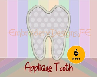 Tooth Applique - 6 Sizes - Machine Embroidery Design File