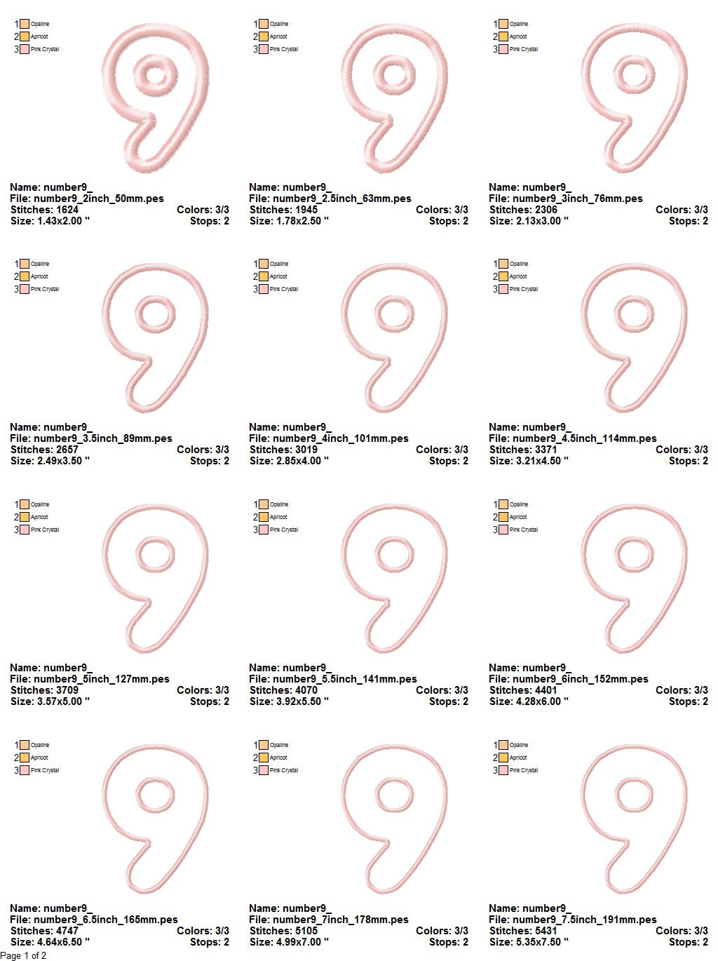 Numbers Applique Design - Machine Embroidery Design File - 13 Sizes - 0 ...