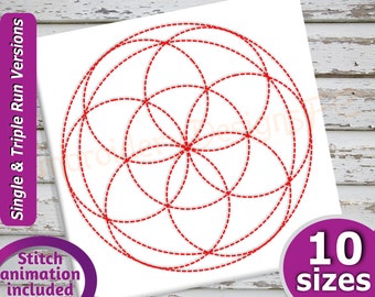 Circles Quilt Block Embroidery Design - 10 Sizes - Run & Triple Stitch Versions - Quilting Embroidery Designs