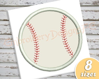 Baseball Applique Design - 8 sizes - Machine Embroidery Design File