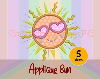 Sun Applique Embroidery Design | Machine Embroidery File | 5 Sizes | Instant Download | Quilts, Clothes, DIY Crafts