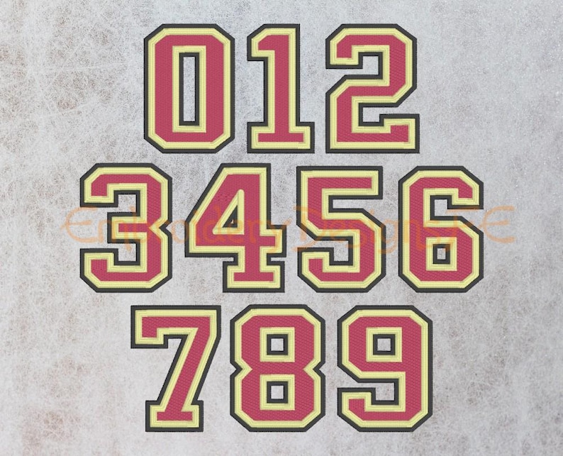Fill Stitch Numbers With Double Satin Edge | Machine Embroidery Numbers ...
