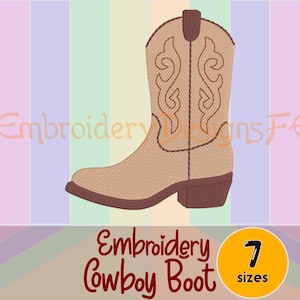 Cowboy Boot Embroidery Design - Filled Stitch Embroidery Design - 7 Sizes