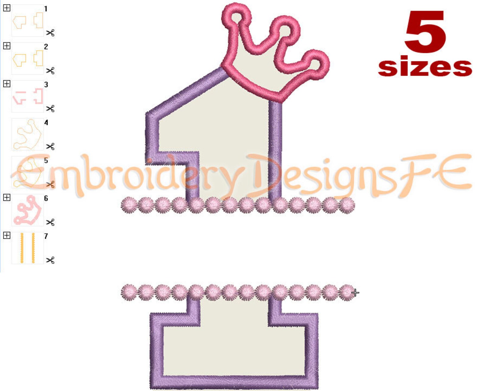 Number 1 Split Applique Design 5 Sizes Machine Embroidery - Etsy