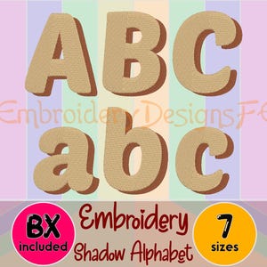Shadow Embroidery Alphabet Design - 7 sizes - Machine Embroidery Design
