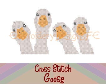 Goose Cross Stitch Embroidery Design, Goose Embroidery Pattern, Farm Goose Machine Embroidery, Waterfowl Cross Stitch, Instant Download