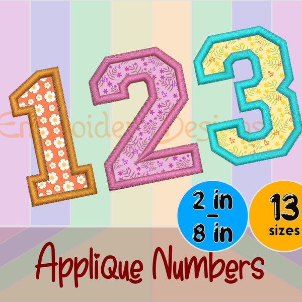 Numbers Applique Design - Machine Embroidery Design File - 13 sizes