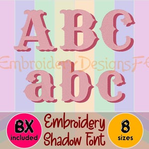 Fishtail Shadow Embroidery Font Design - 8 sizes - Machine Embroidery Design