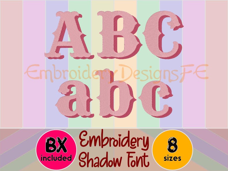 Fishtail Shadow Alphabet Machine Embroidery Design | Fill Stitch ...