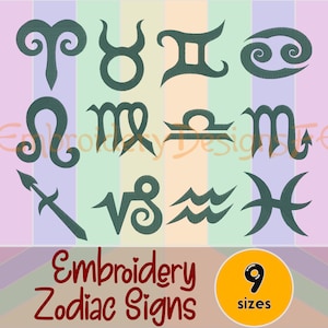 Projekt haftu „Znaki zodiaku” – Projekt haftu „Symbole horoskopu” – 9 rozmiarów – Haft maszynowy ściegiem wypełnionym