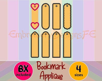 Bookmark Applique Embroidery Design – ITH Bookmark Bundle – BX Included – 8 Shapes – 4 Sizes – Machine Embroidery Files