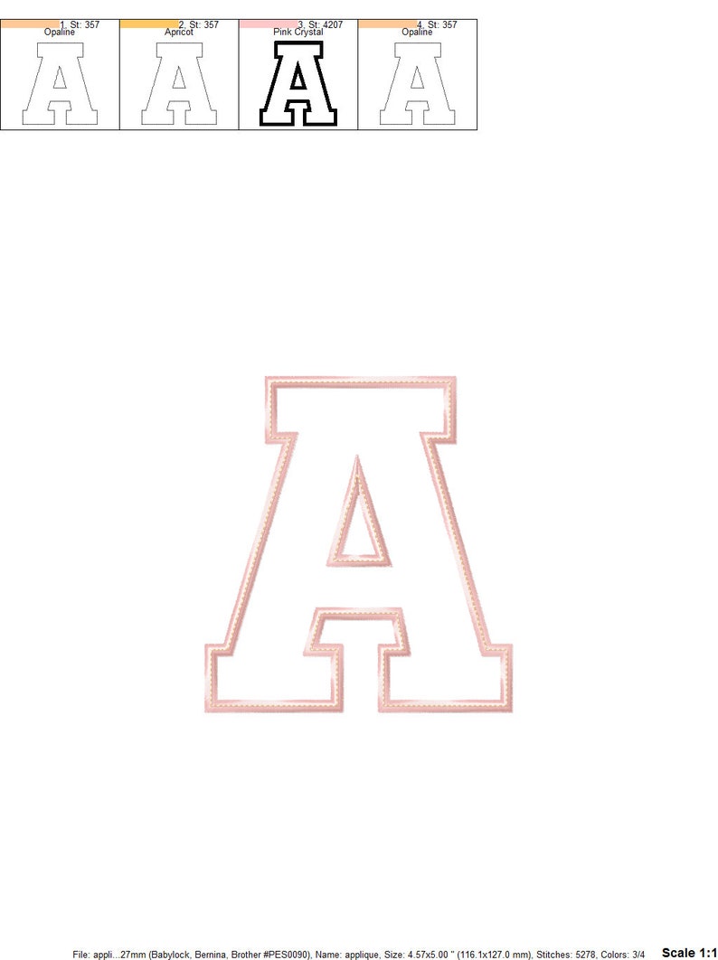 Alphabet Applique Design - Machine Embroidery Design File - 11 sizes image 4
