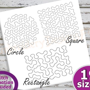 Fester Abstand Größe Kreis, Quadrat, Rechteck Stippling Quilt Block Stickerei Design - 19 Größen - Quilten Maschinenstickerei