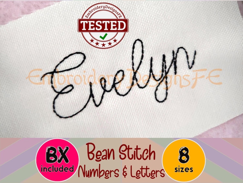 Bean Stitch Embroidery Font Design - 8 Sizes - Machine Embroidery ...