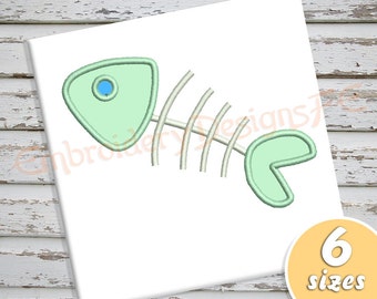 Fishbone Applique Design - 6 sizes - Machine Embroidery Design File