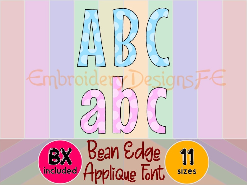 Bean Stitch Applique Alphabet | Narrow Letters & Numbers | Applique ...