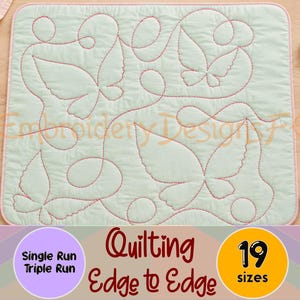 Butterfly Quilt Block Embroidery Design - 19 Sizes - Run & Triple Stitch Versions - Continuous Quilt Blocks Embroidery, Quilting Embroidery