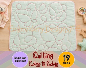 Butterfly Quilt Block Embroidery Design - 19 Sizes - Run & Triple Stitch Versions - Continuous Quilt Blocks Embroidery, Quilting Embroidery