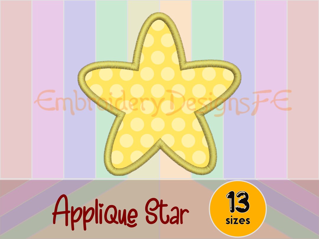 Star Applique Design - 13 Sizes - Machine Embroidery Design File - Etsy