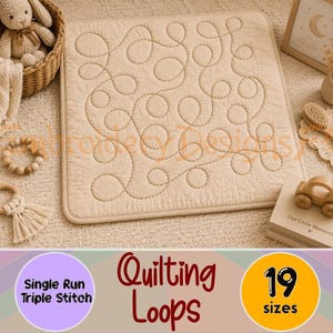 Loop Quilting Design, Quilting Pattern, Continuous Line Quilting Design, Single & Triple Stitch Machine Embroidery