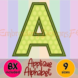 Alfabeto de apliques en negrita, letras mayúsculas y minúsculas, fuente de bordado grueso, archivo de diseño de apliques a máquina, descarga instantánea