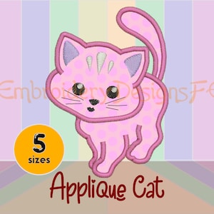 Cat Applique Design - 5 Sizes - Machine Embroidery Design File - Etsy