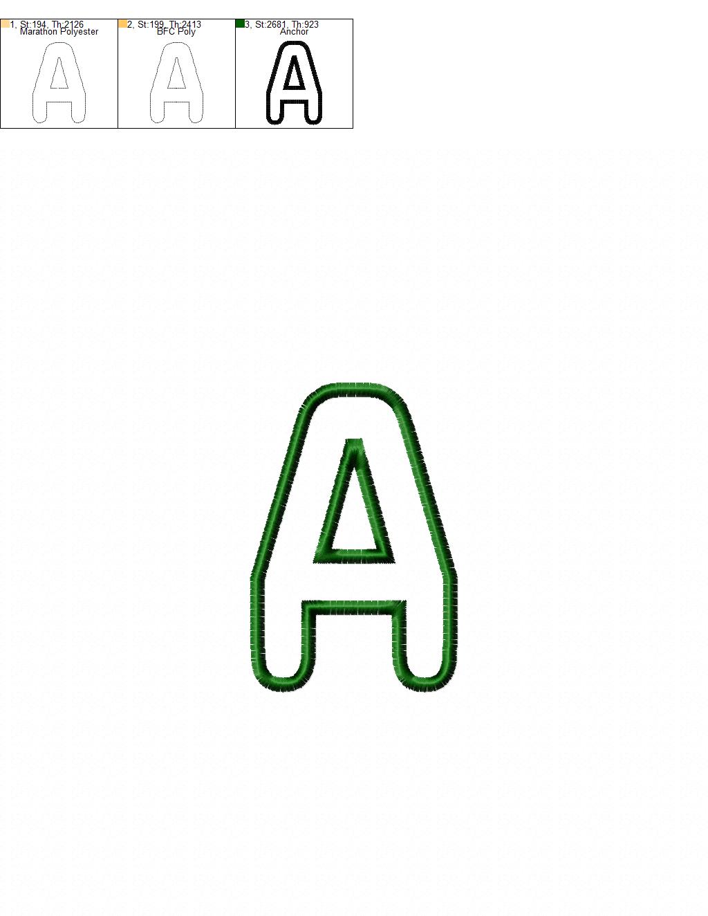 Bubble Letters Applique Embroidery Design | 7 Sizes | Satin Outline ...