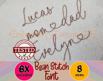 Bean Stitch Embroidery Font Design - 8 sizes - Machine Embroidery Design