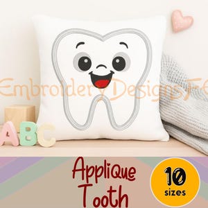 Zahn Applikation Stickdatei Design | 10 Größen | Maschinenappli-Datei | Sofort Download
